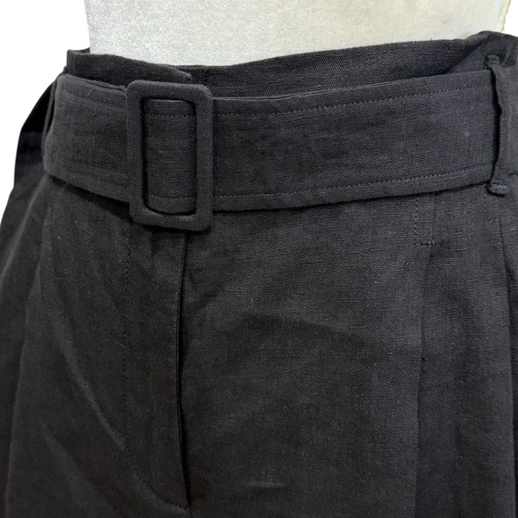 MARELLA by Max Mara Panama Linen Pleated High Waist Belted Shorts Black NWT $225 - Picture 10 of 16